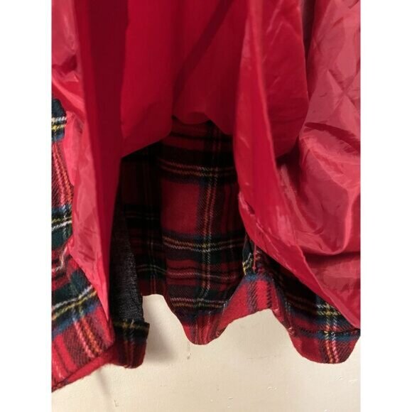 Vintage 90s Eddie Bauer Wool Red Tartan Plaid Long Coat Jacket Toggles Size S - Picture 15 of 16